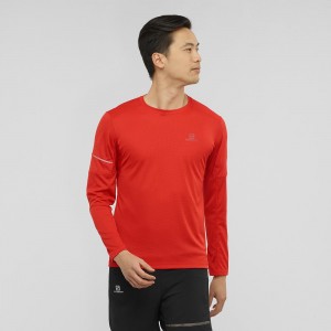 Salomon Agile Ls Tee M Oberteile Herren Rot | 20867-HQCI