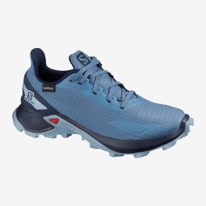 Salomon Alphacross Blast Climasalomon Wasserdichte Trailrunning Schuhe Kinder Blau | 40739-WAYH