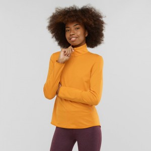 Salomon Essential Lightwarm Pullover Damen Gelb | 17594-ZFQM