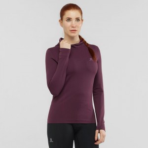 Salomon Essential Seamless Mit Kapuze Langarmhemd Damen Lila | 49357-BXYF