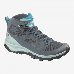 Salomon Outline Mid Gore-Tex Wanderstiefel Damen Gray | 34507-BUIN