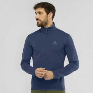 Salomon Outrack Half Zip Mid M Skijacken Herren Navy | 76594-DSPO