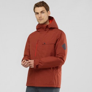 Salomon Powderstash Jacket M Skijacken Herren Rot | 23608-SFEA