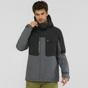 Salomon Powderstash Jacket M Skijacken Herren Gray | 73285-SRYT