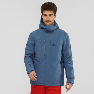 Salomon Powderstash Jacket M Skijacken Herren Navy | 10659-HYLT