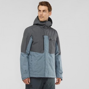 Salomon Powderstash Jacket M Skijacken Herren Blau | 34056-DUKS