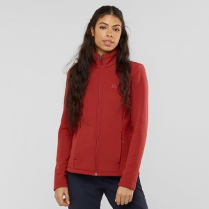 Salomon Radiant Full Zip Mittelschicht W Skijacken Damen Rot | 09452-UHNT