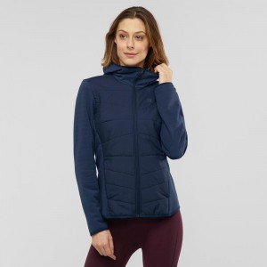 Salomon Radiant Hybrid Hoodie W Skijacken Damen Navy | 04856-GSVF