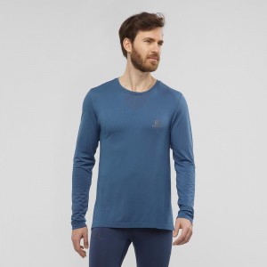 Salomon Sense Ls Tee M Oberteile Herren Navy | 96238-SVMF