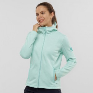 Salomon Snowshelter Fleece Hoodie W Skijacken Damen Grün | 09146-BIYQ