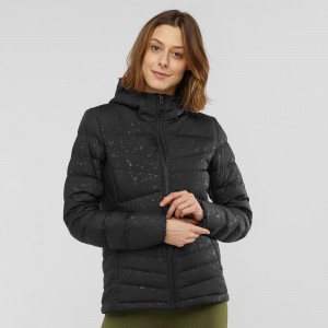 Salomon Transition Down Hoodie W Jacke Damen Schwarz | 54972-ZVLD