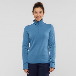 Salomon Warm Ambition Half Zip W Skijacken Damen Blau | 74138-HVYW