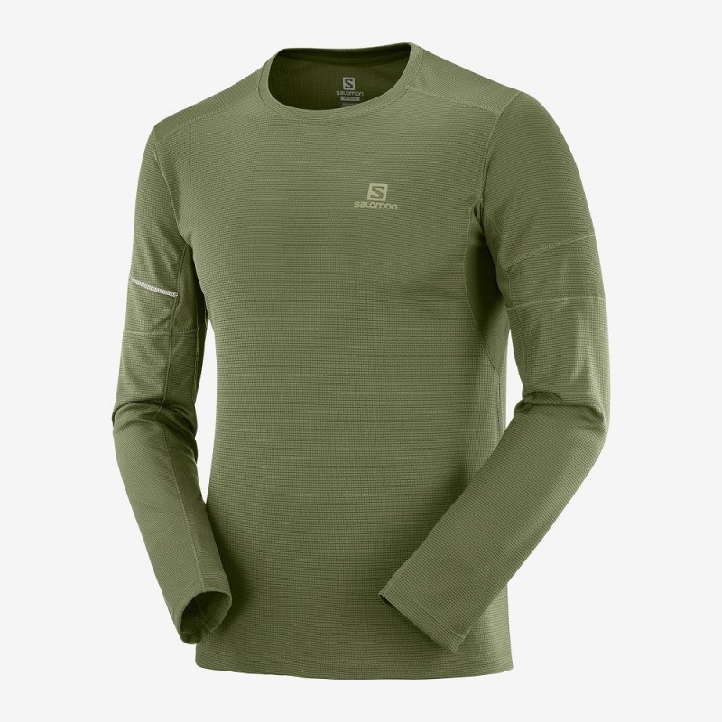 Salomon Agile Ls Tee M Oberteile Herren Grün | 03682-OSCQ