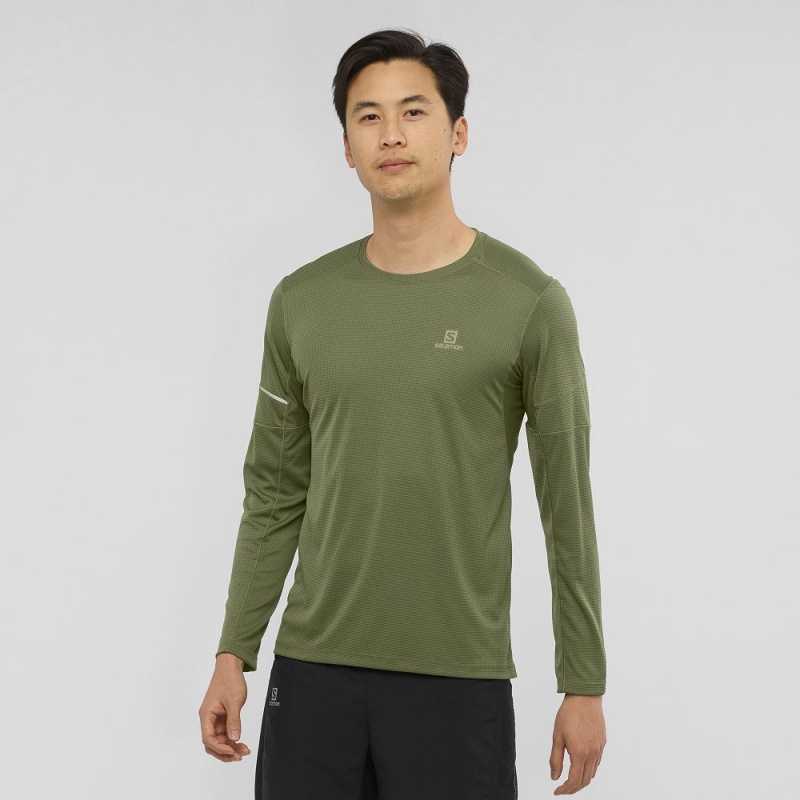 Salomon Agile Ls Tee M Oberteile Herren Grün | 03682-OSCQ