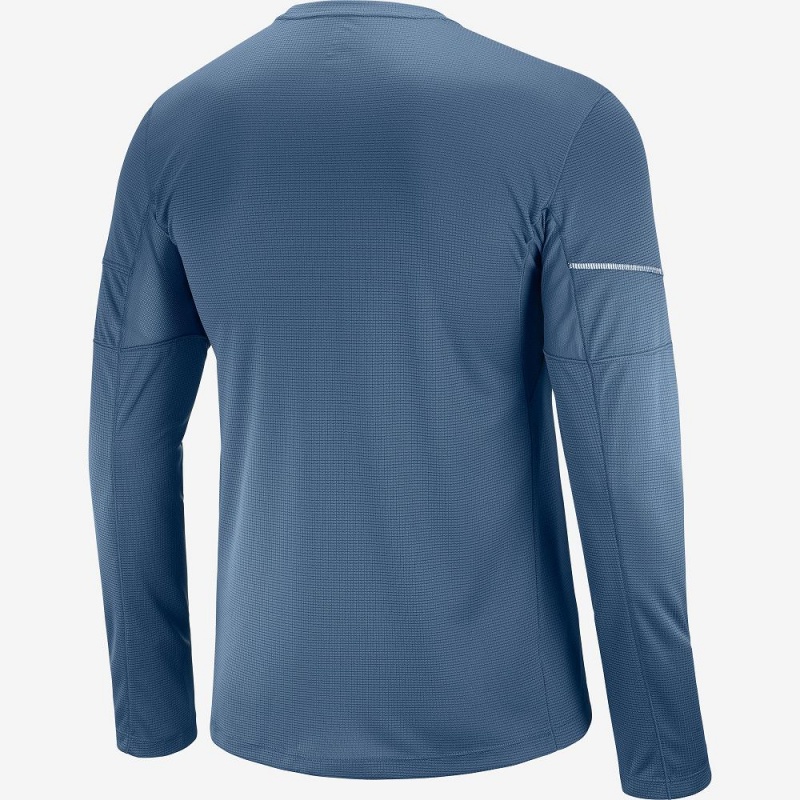 Salomon Agile Ls Tee M Oberteile Herren Navy | 26489-BFAS