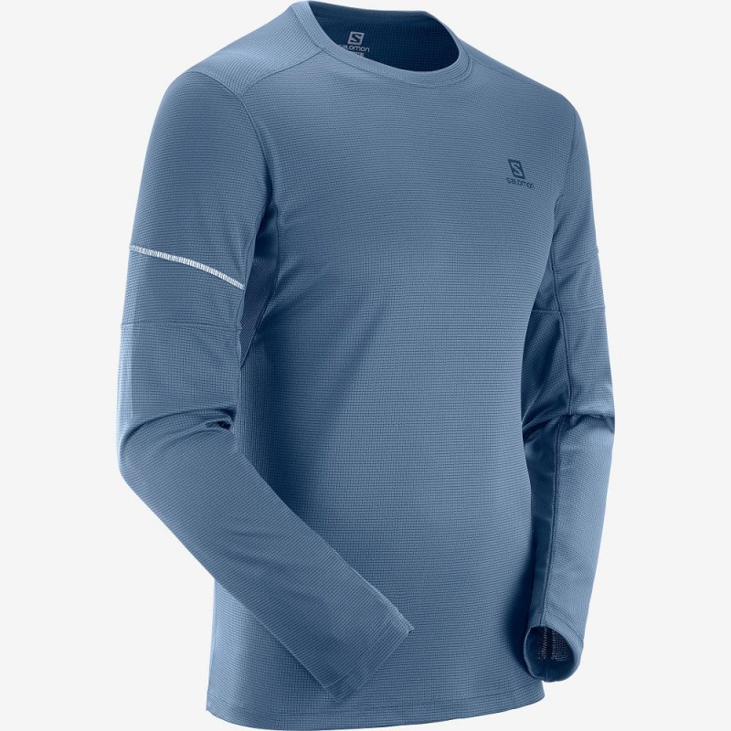 Salomon Agile Ls Tee M Oberteile Herren Navy | 26489-BFAS