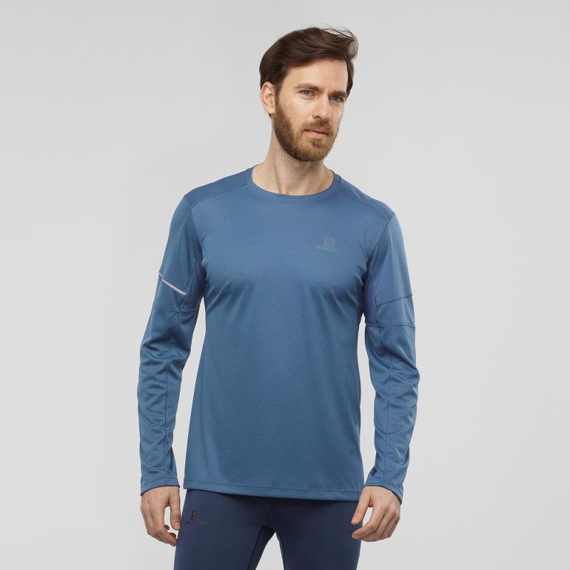 Salomon Agile Ls Tee M Oberteile Herren Navy | 26489-BFAS