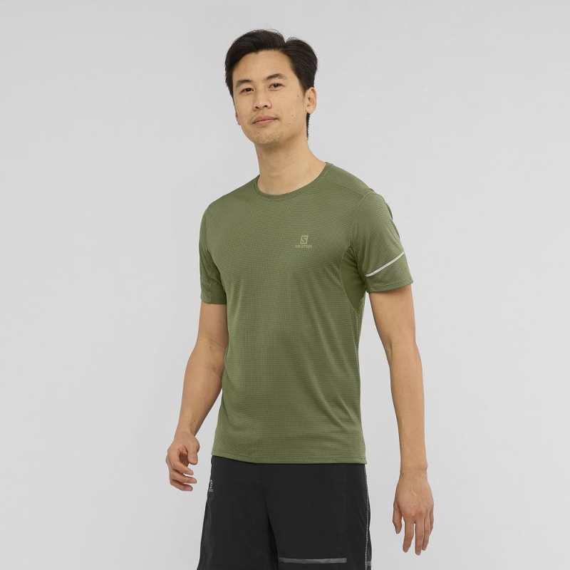 Salomon Agile Ss Tee M Oberteile Herren Grün | 42791-FNAC