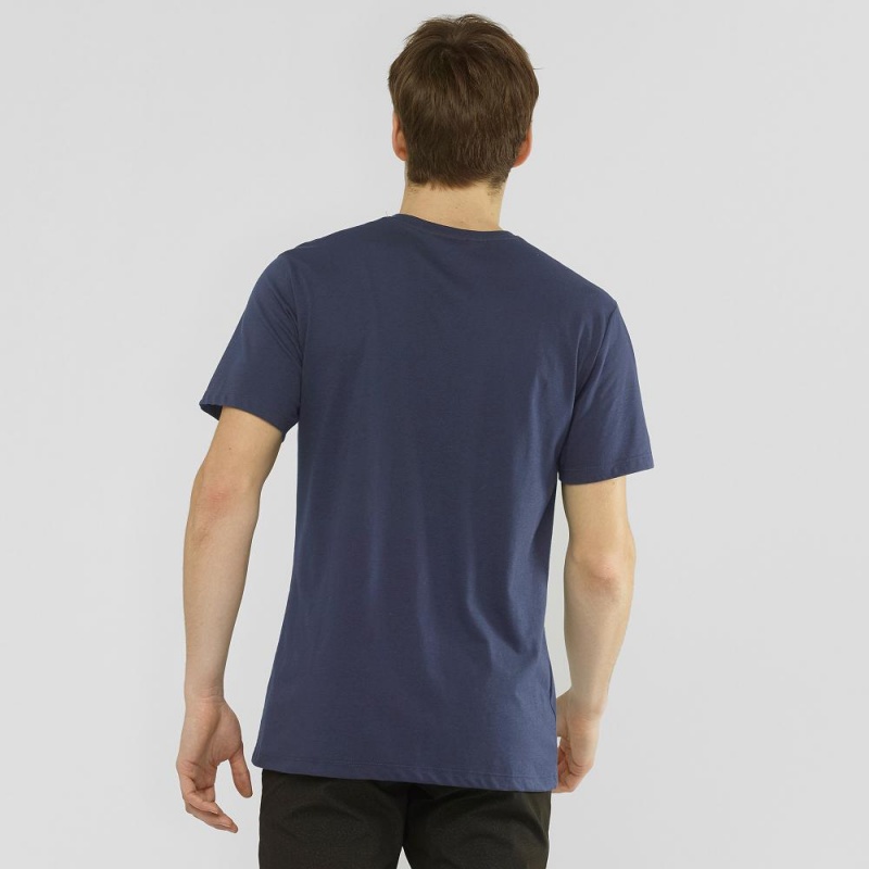 Salomon Blend Logo Tee M T-shirts Herren Navy | 76312-PDLC