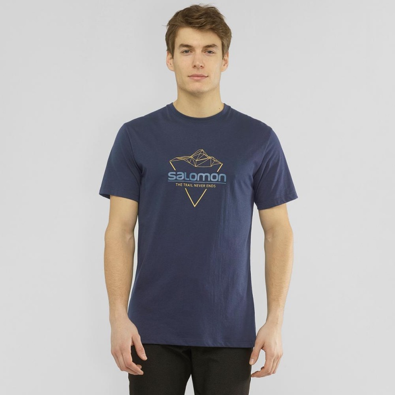 Salomon Blend Logo Tee M T-shirts Herren Navy | 76312-PDLC