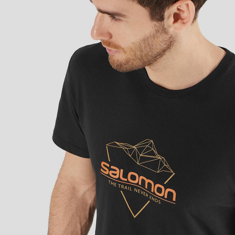 Salomon Blend Logo Tee M T-shirts Herren Schwarz | 84126-RKIQ