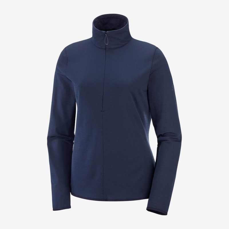 Salomon Essential Lightwarm Pullover Damen Navy | 15403-EDVC