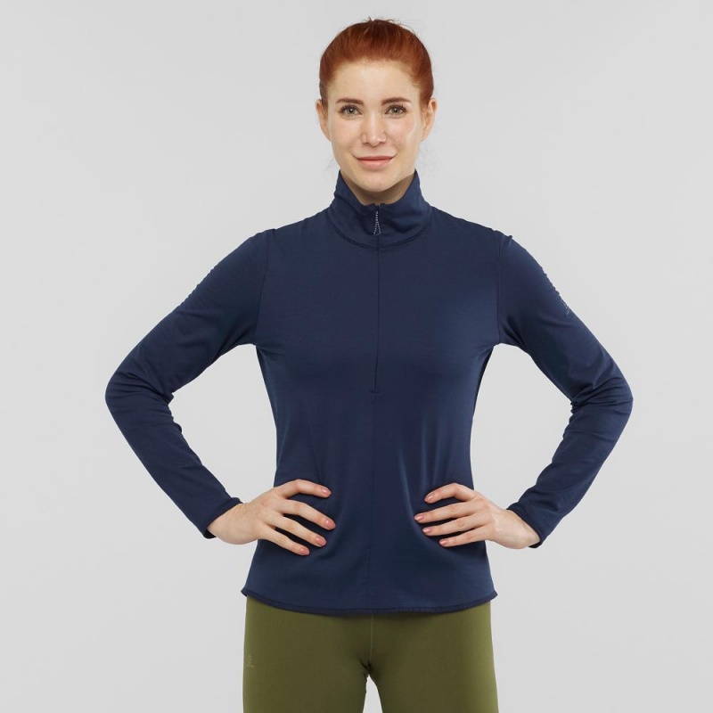 Salomon Essential Lightwarm Pullover Damen Navy | 15403-EDVC