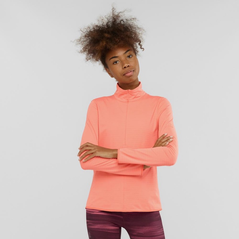 Salomon Essential Lightwarm Pullover Damen Orange | 39160-KTLM