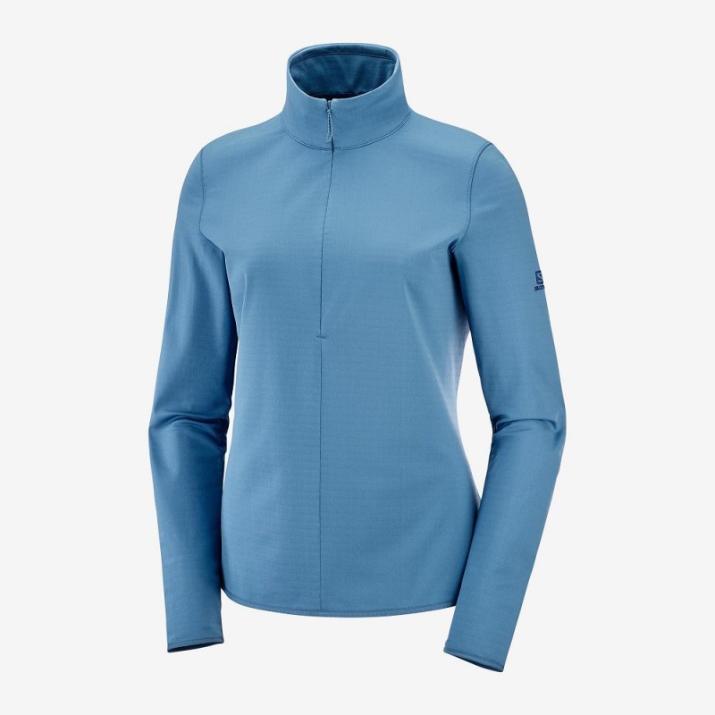 Salomon Essential Lightwarm Pullover Damen Blau | 98504-NYDG