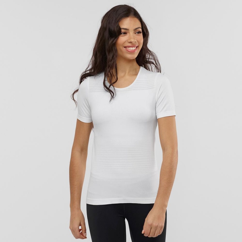 Salomon Essential Move On Seamless T-shirts Damen Weiß | 96572-ZJLH