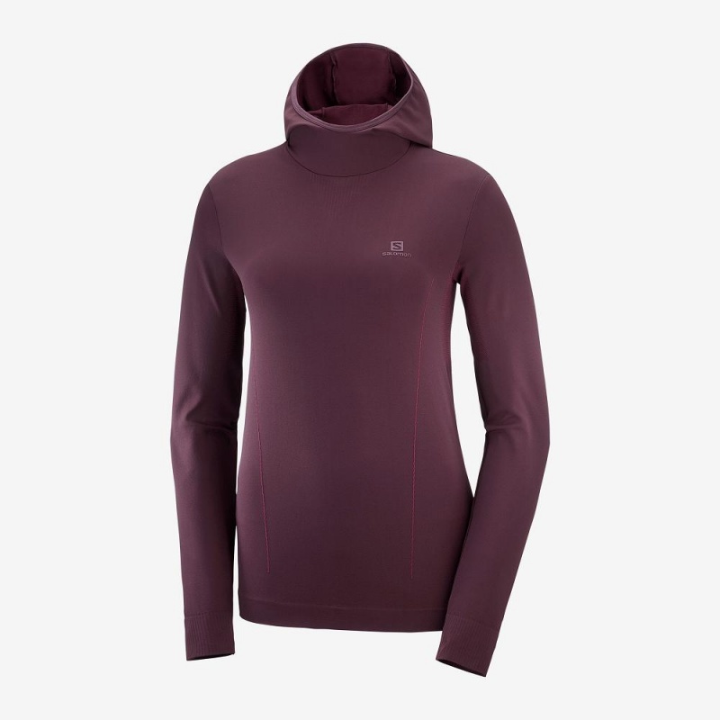 Salomon Essential Seamless Mit Kapuze Langarmhemd Damen Lila | 49357-BXYF