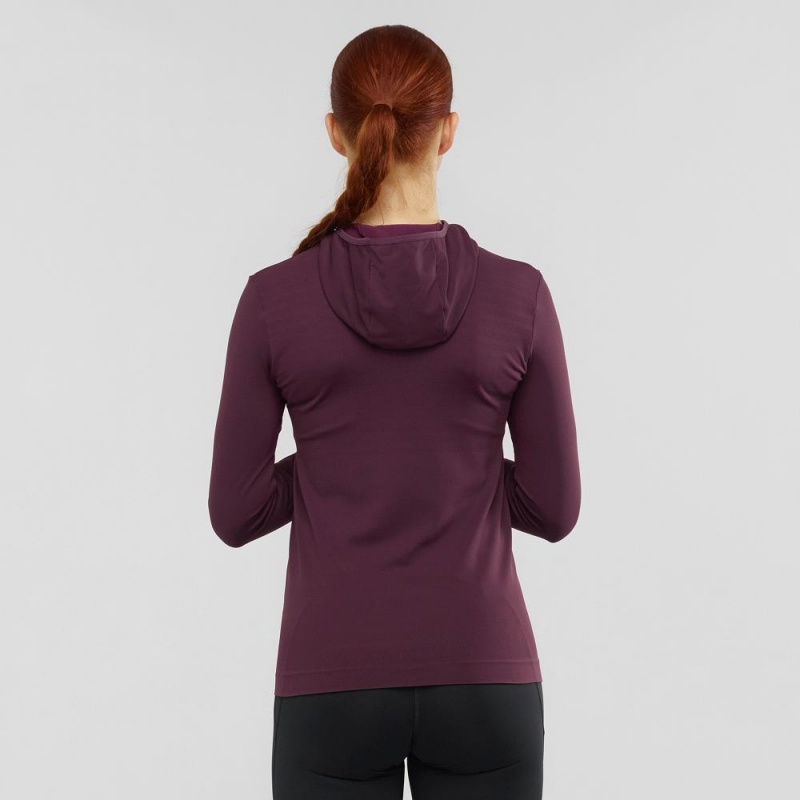 Salomon Essential Seamless Mit Kapuze Langarmhemd Damen Lila | 49357-BXYF