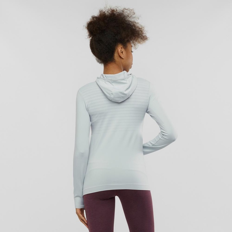 Salomon Essential Seamless Mit Kapuze Langarmhemd Damen Gray | 92734-NYHW