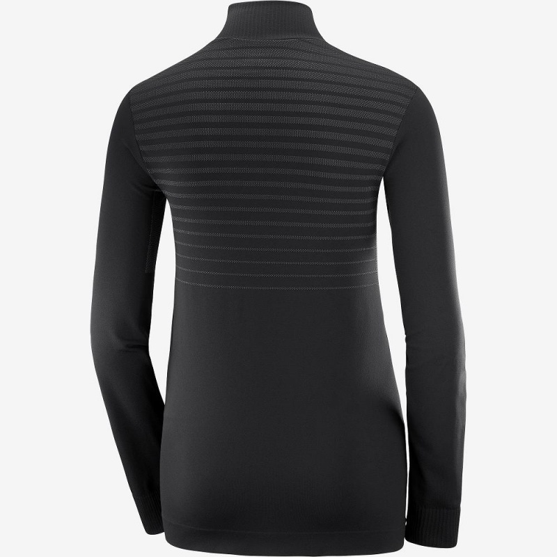 Salomon Essential Seamless Pullover Damen Schwarz | 71640-DJOP