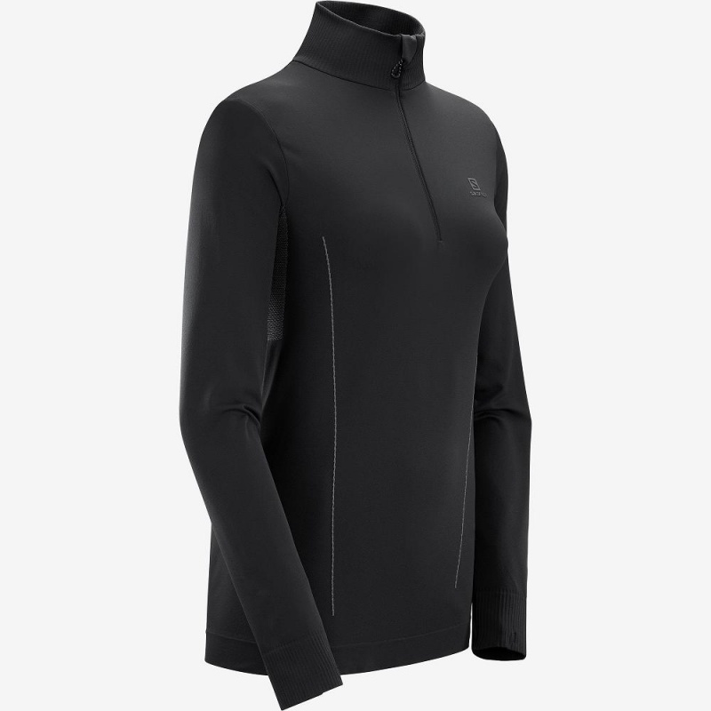 Salomon Essential Seamless Pullover Damen Schwarz | 71640-DJOP