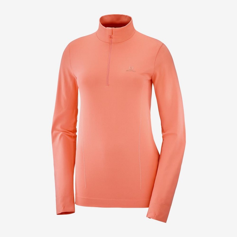 Salomon Essential Seamless Pullover Damen Orange | 43107-VDAK