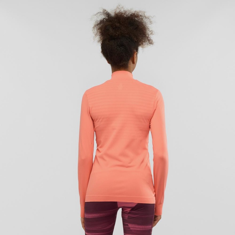 Salomon Essential Seamless Pullover Damen Orange | 43107-VDAK