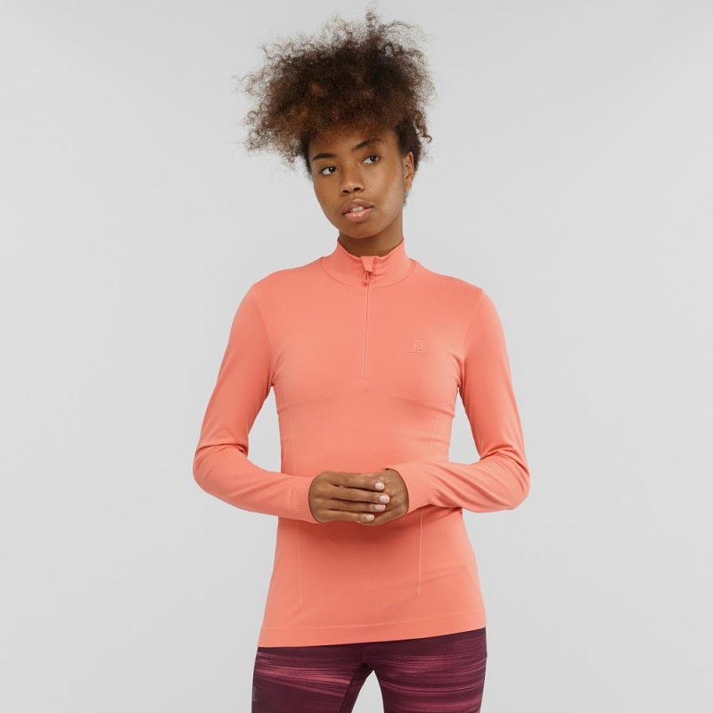 Salomon Essential Seamless Pullover Damen Orange | 43107-VDAK