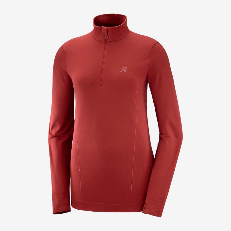 Salomon Essential Seamless Pullover Damen Rot | 84375-EZYQ