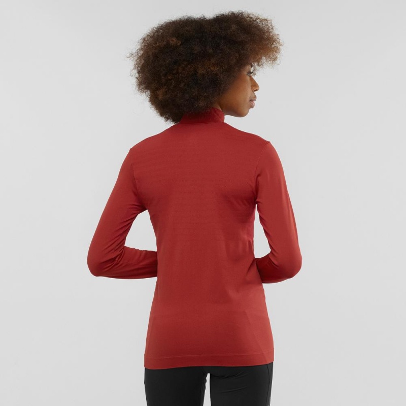 Salomon Essential Seamless Pullover Damen Rot | 84375-EZYQ