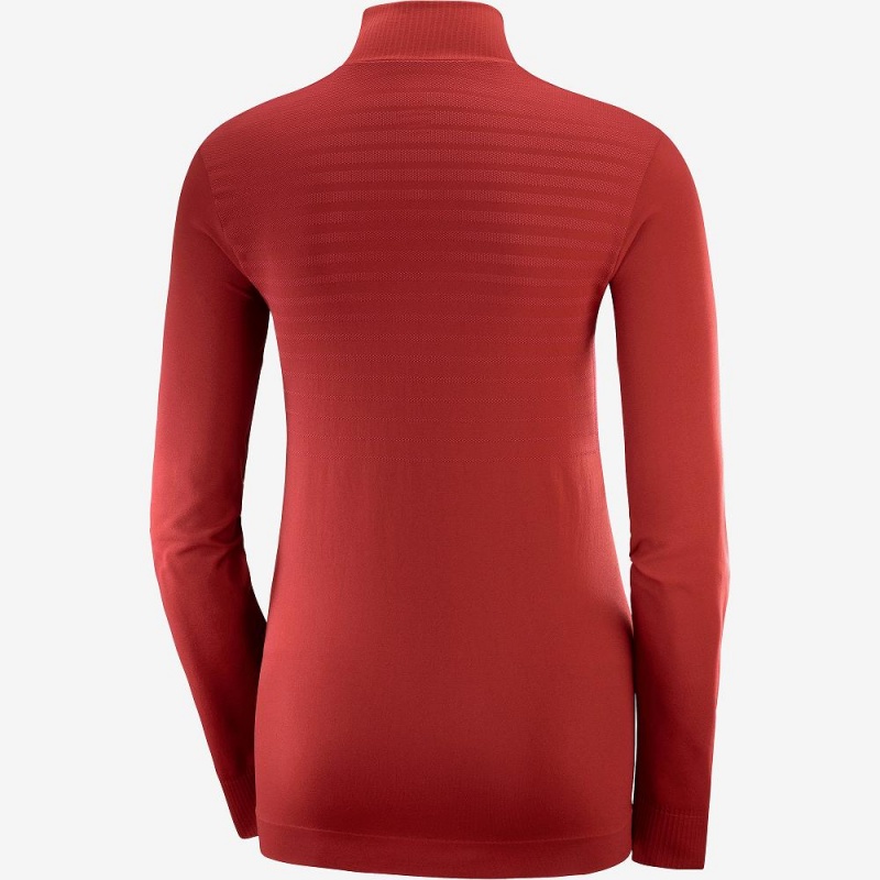 Salomon Essential Seamless Pullover Damen Rot | 84375-EZYQ