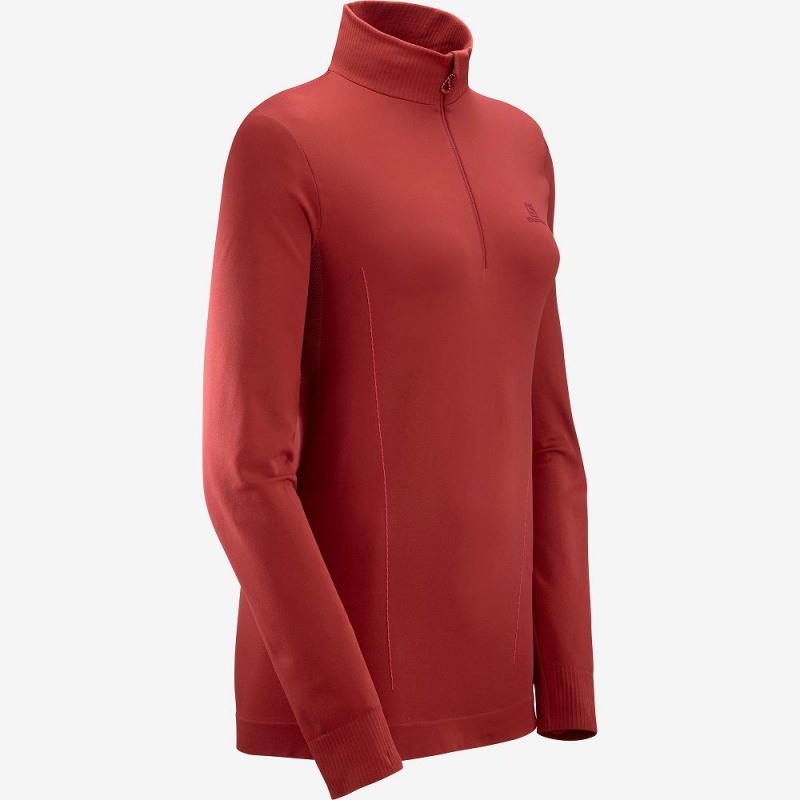 Salomon Essential Seamless Pullover Damen Rot | 84375-EZYQ