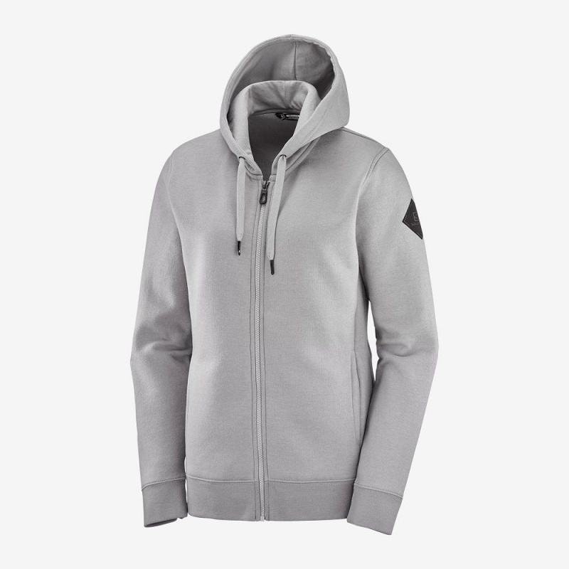 Salomon Essential Warm Hoodie Damen Gray | 31670-CKRG