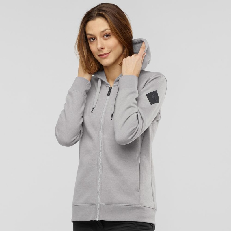 Salomon Essential Warm Hoodie Damen Gray | 31670-CKRG