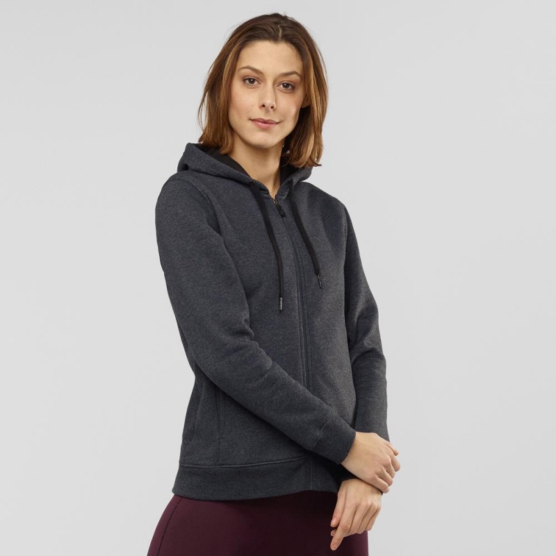 Salomon Essential Warm Hoodie Damen Schwarz | 30716-SFWR