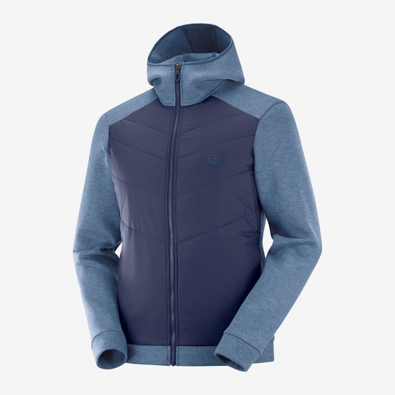 Salomon Essential Xwarm Hybrid Hoodie Herren Navy | 28309-SHTB