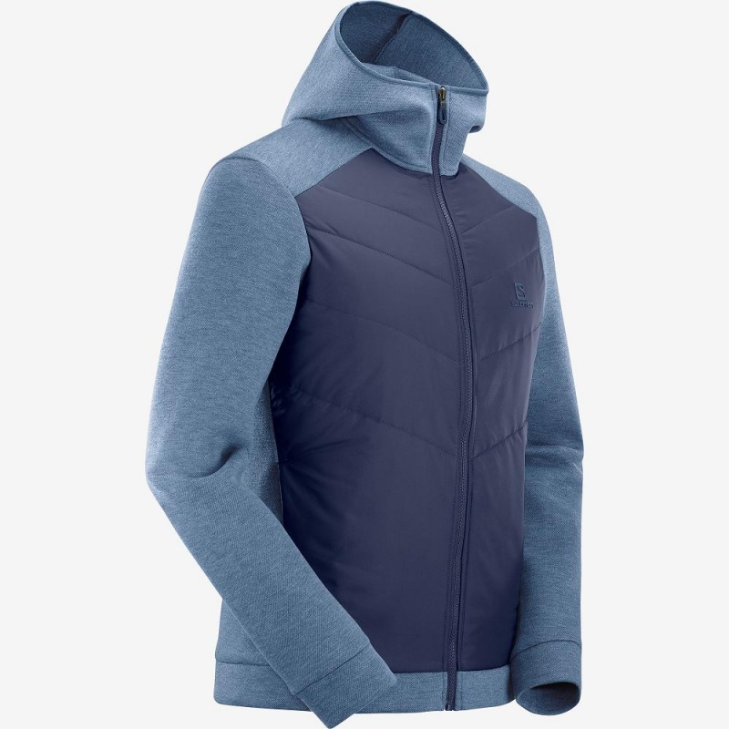 Salomon Essential Xwarm Hybrid Hoodie Herren Navy | 28309-SHTB