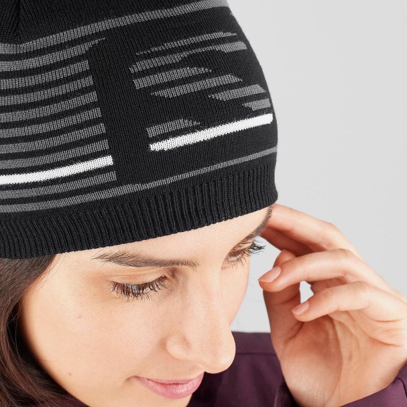 Salomon Flatspin Kurzes Beanie Hüte Herren Schwarz | 90546-GDCV