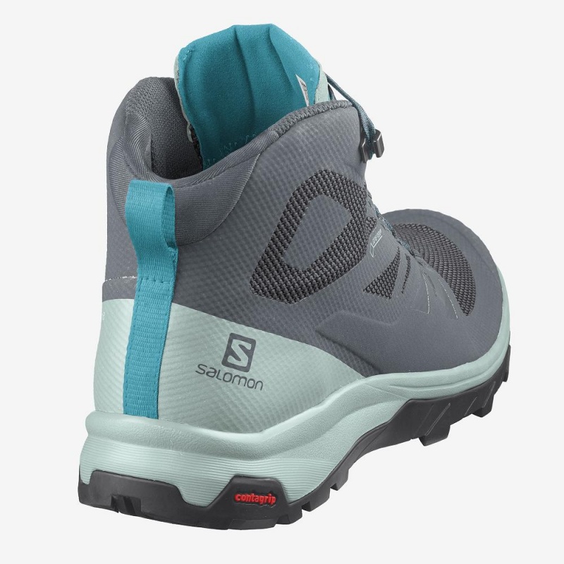 Salomon Outline Mid Gore-Tex Wanderstiefel Damen Gray | 34507-BUIN