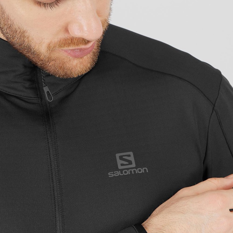 Salomon Outrack Half Zip Mid M Skijacken Herren Schwarz | 89670-DGSH